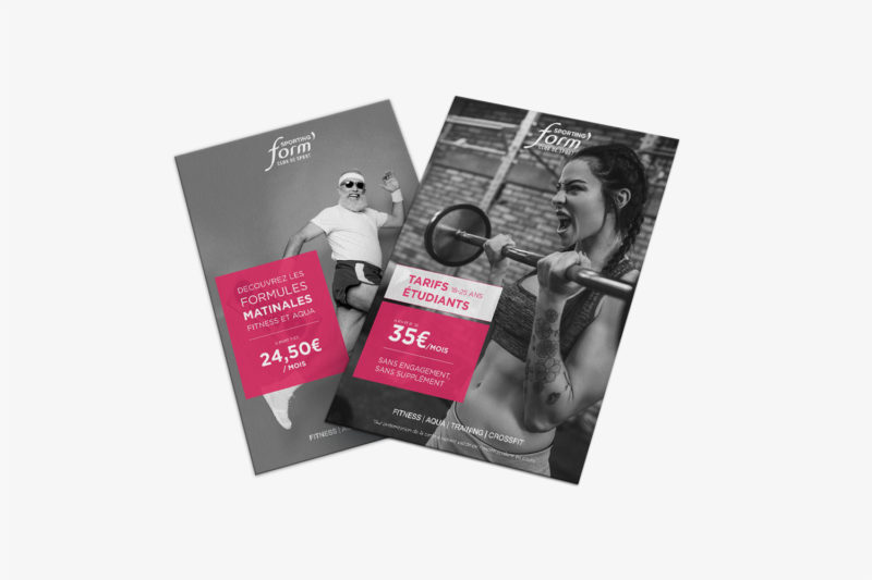 graphisme et mise en page de flyers promotionnels pour une salle de sport à Toulouse