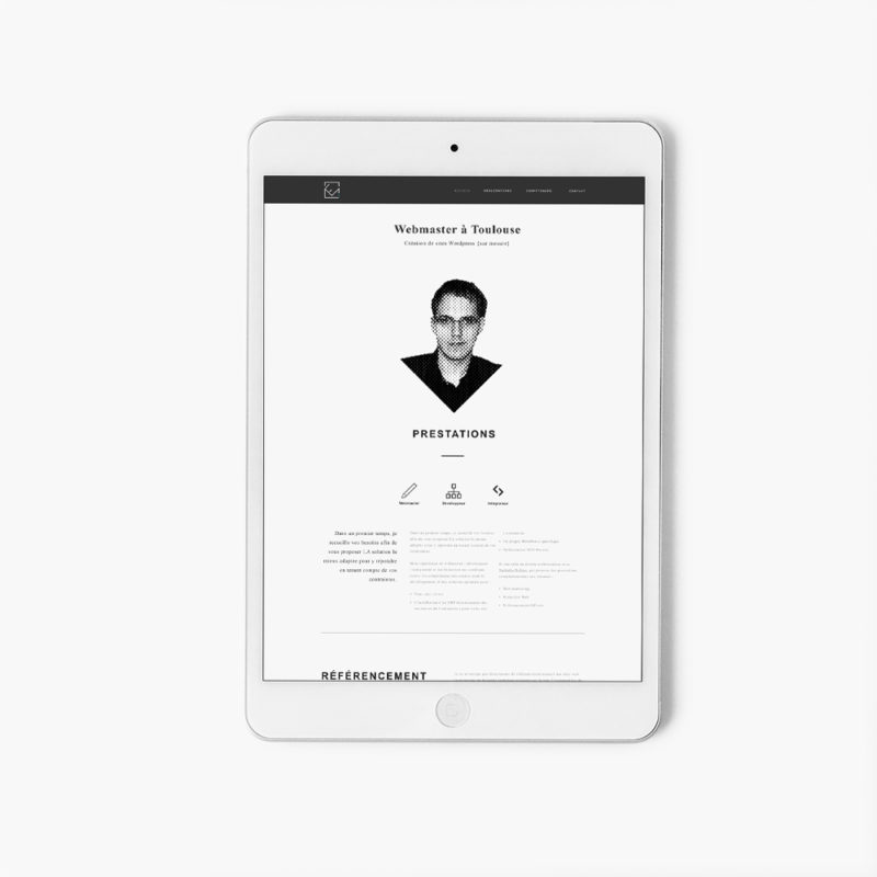 webdesign minimaliste du site internet d'un développeur web à toulouse