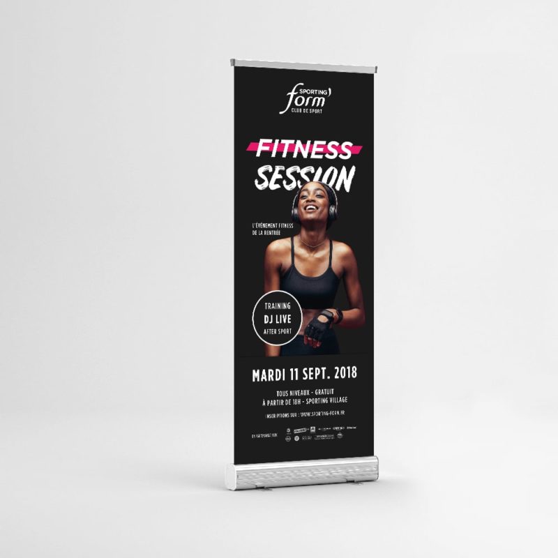 création d'un roll up promotionnel pour une salle de sport