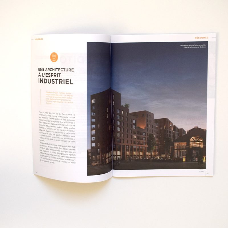 mise en page d'un magazine promotionnel sur l'immobilier à Toulouse