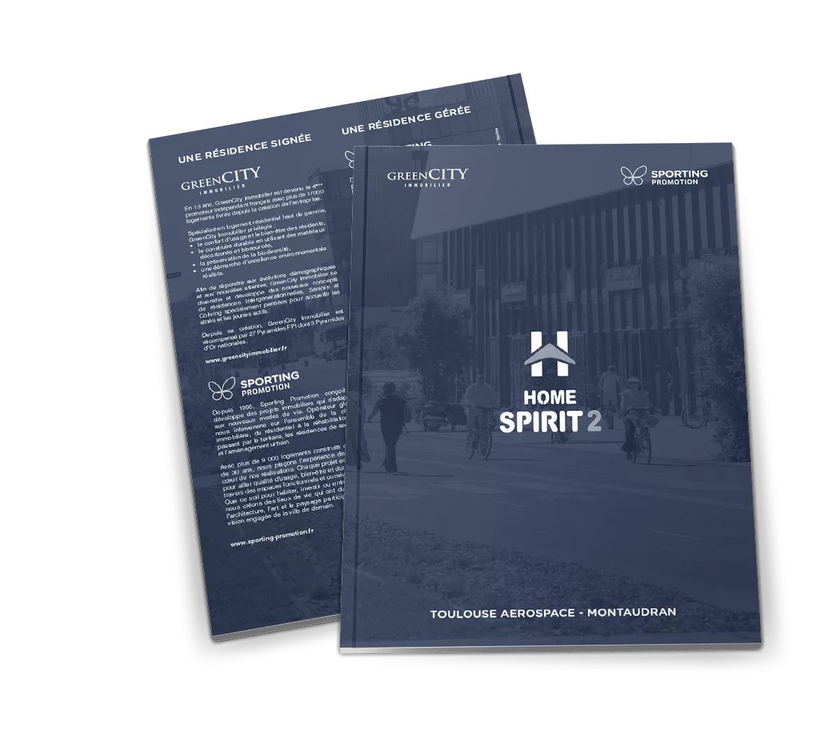 graphisme et mise en page d'une plaquette commerciale pour un complexe immobilier à toulouse