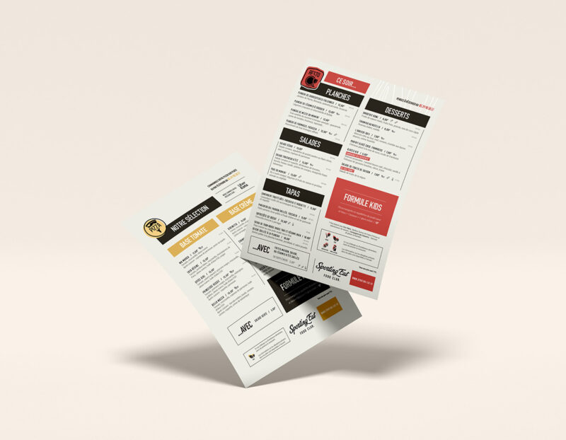 Menus de restaurant